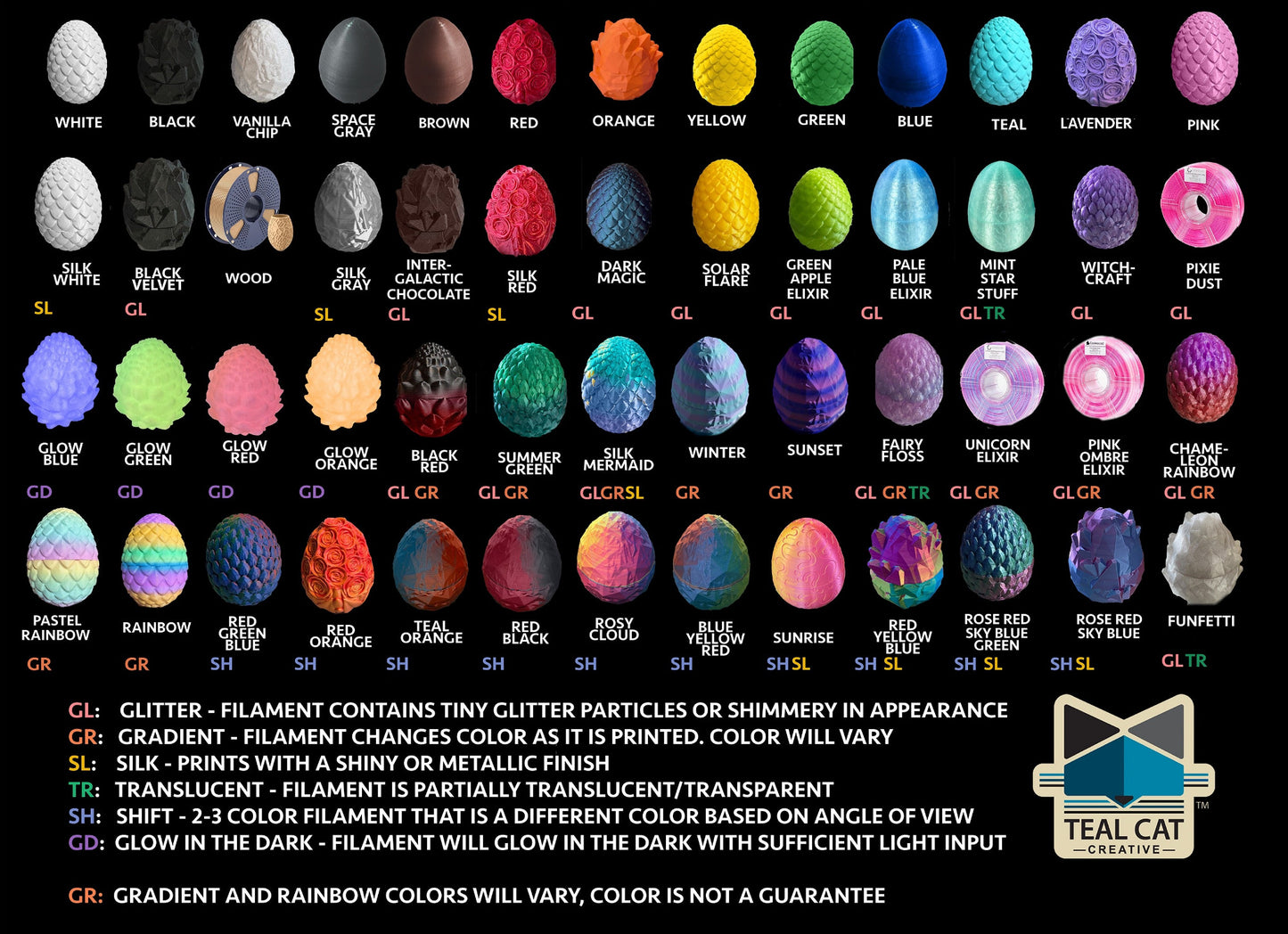 Teal Cat Creative Color Chart