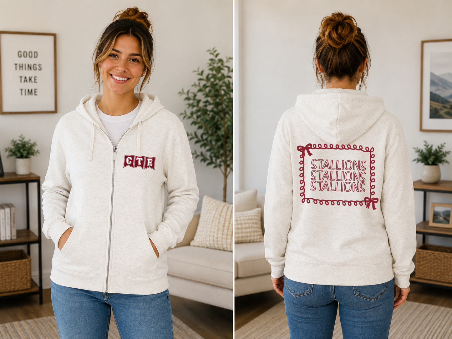 CTE Stallions Zip up hooded sweatshirt