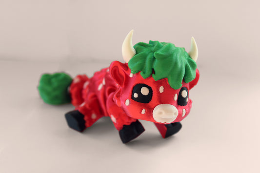 Strawberry Highland Cow by Teal Cat Creative