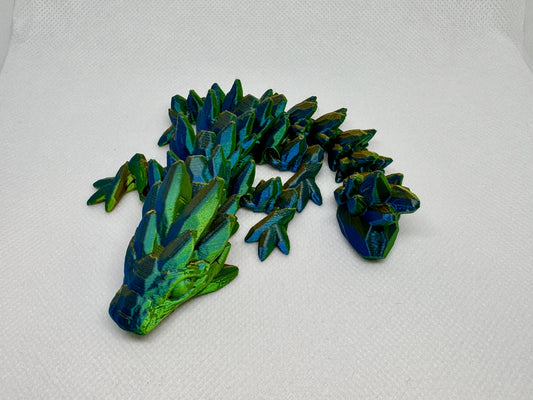 Baby Gemstone Dragon printed in Green/Orange/Blue (Shift, Silk)