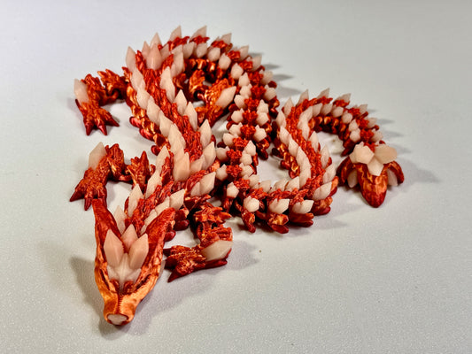 Crystal Wolf Dragon printed in Red/Gold (Gradient) and Glow-in-the-Dark Green