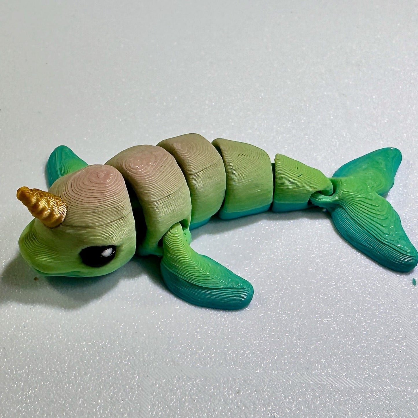 Tiny Articulated Narwhal Figure (customizable multicolor)