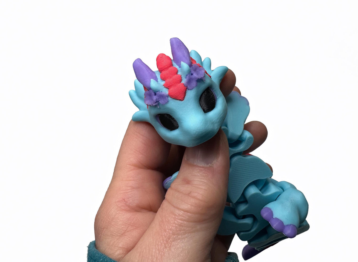 Articulated Cherry Blossom Heart Dragon – 7" Flexi Dragon Fidget Toy, Cute 3D Printed Desk Pet, Valentine Dragon, Fantasy Creature