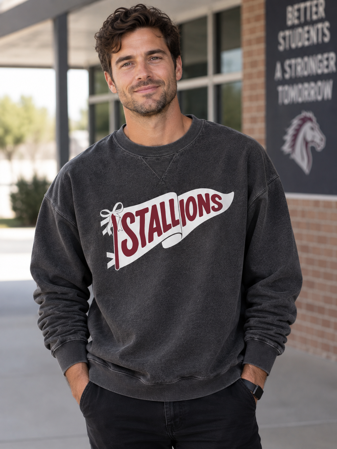CTE Stallions Vintage washed pennant sweatshirt