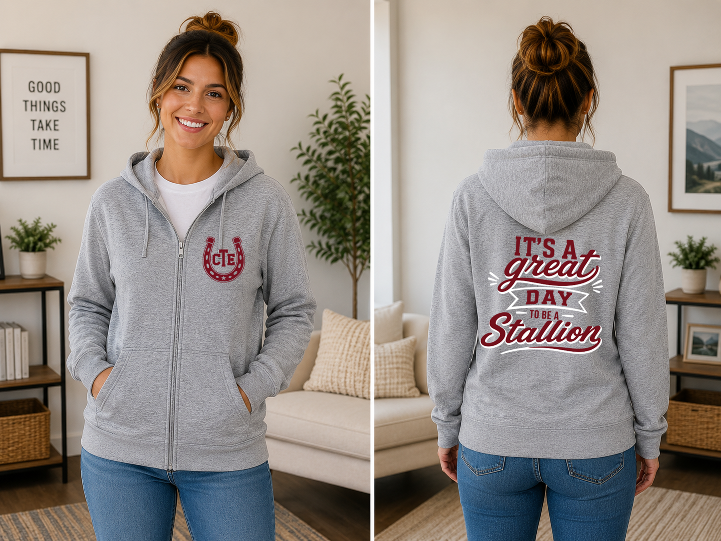 CTE Stallions Zip up hooded sweatshirt