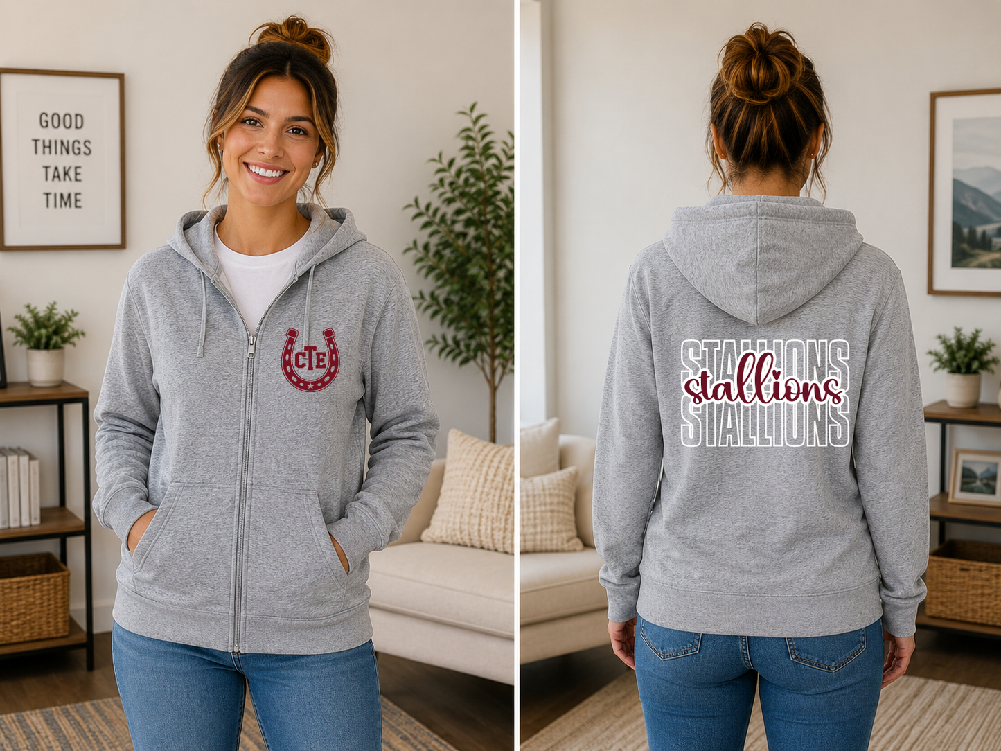 CTE Stallions Zip up hooded sweatshirt