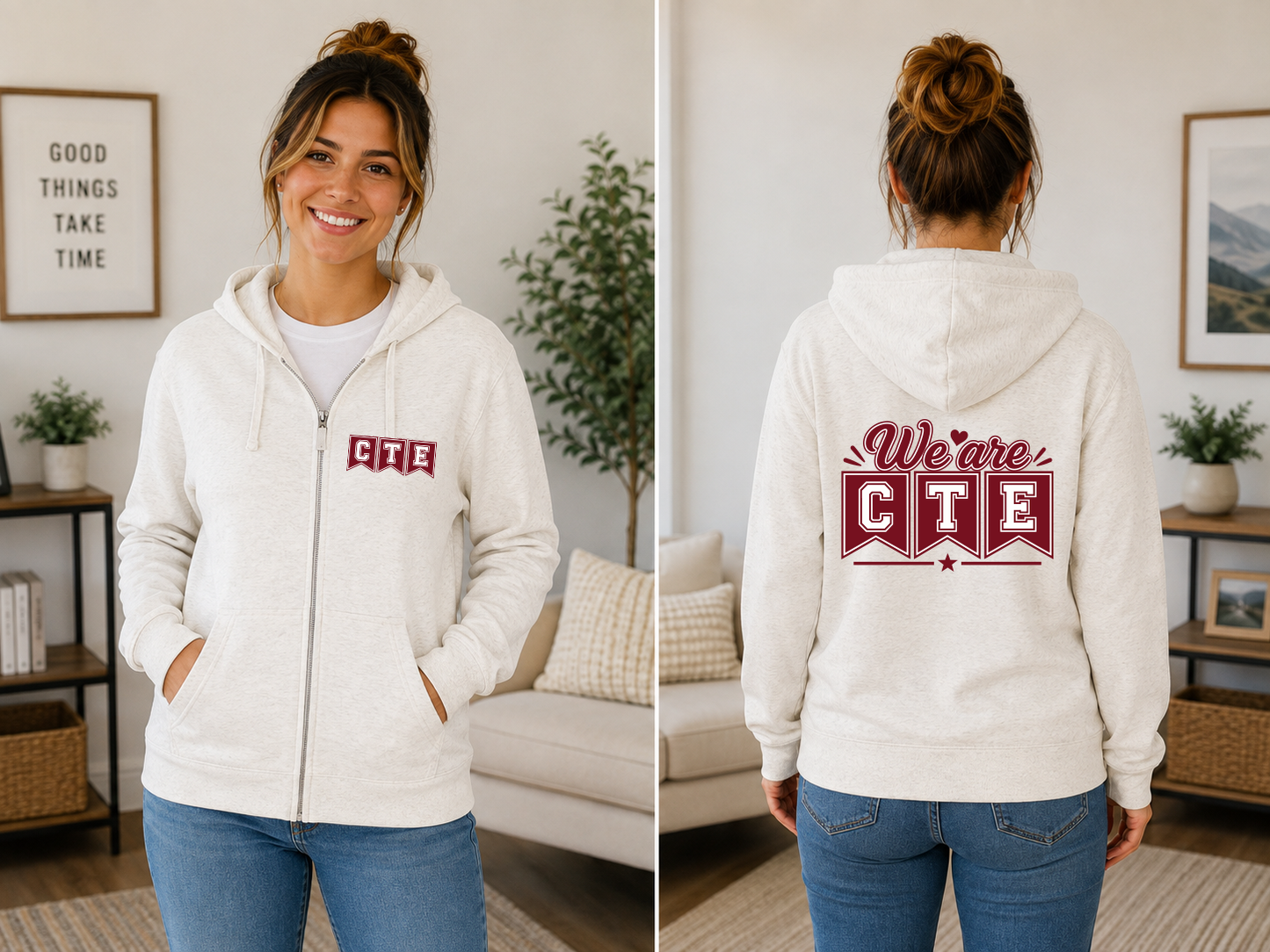 CTE Stallions Zip up hooded sweatshirt